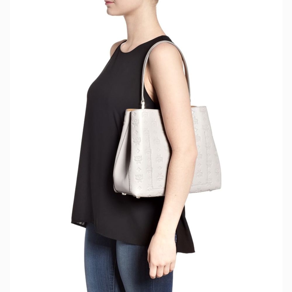 New MCM Monogram Sara Convertible Leather Hobo Bag - Picture 8 of 8